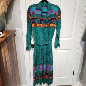 Bright colorful vintage shirt dress boho retro 80s 90s